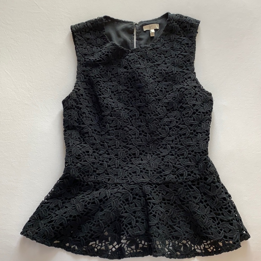 Joie Black Lace Peplum Top - Size M